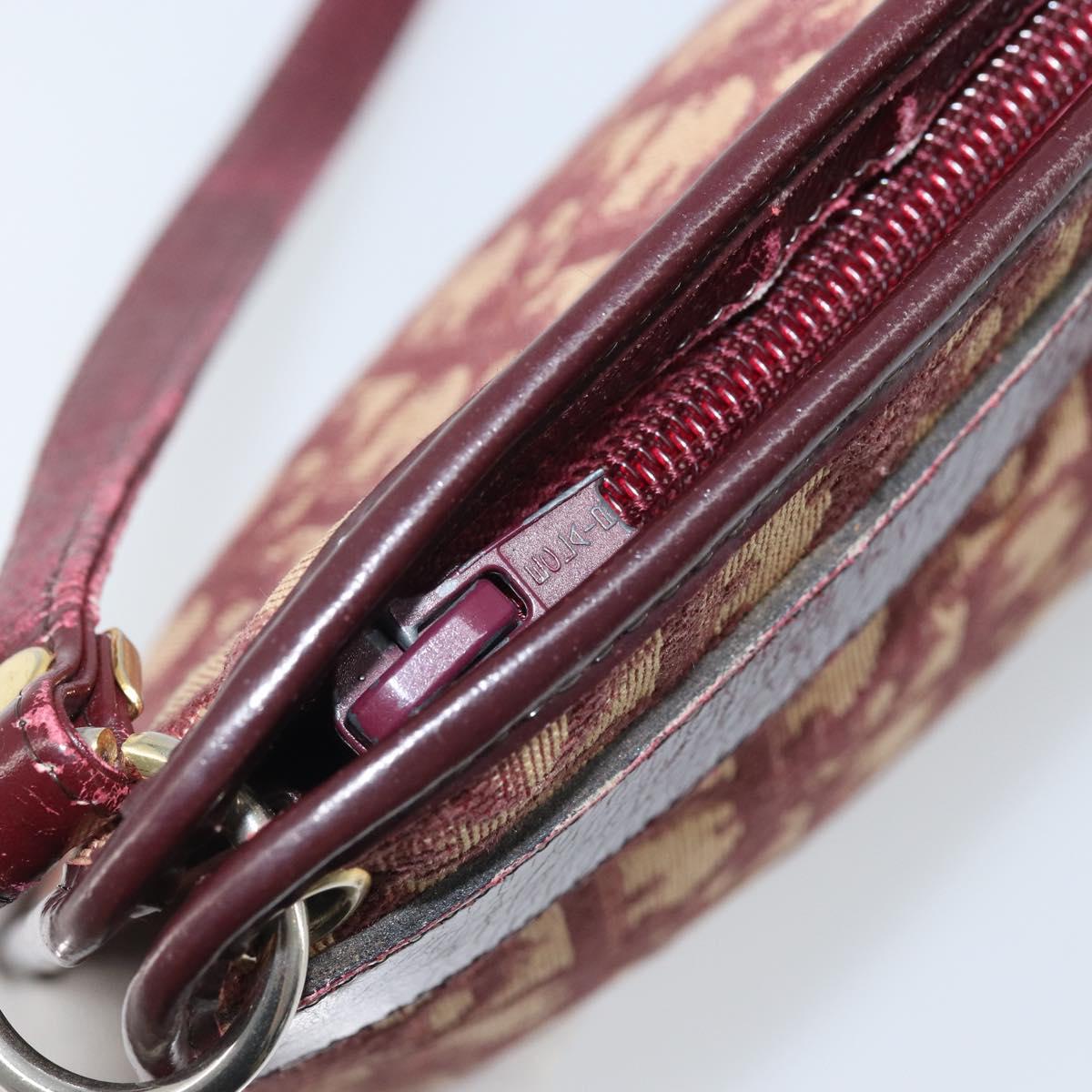 Christian Dior Trotter Canvas Shoulder Bag Red Gold Auth BAZ444