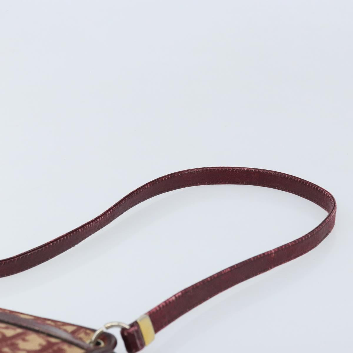 Christian Dior Trotter Canvas Shoulder Bag Red Gold Auth BAZ444
