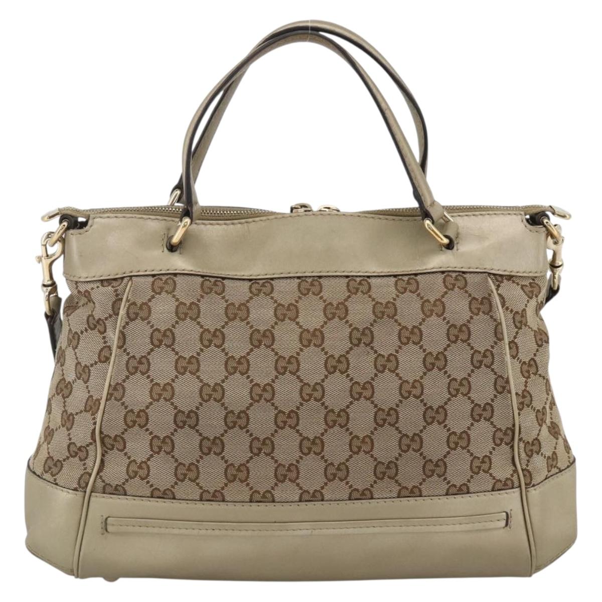 GUCCI GG Canvas Pretty Hand Bag 2way Beige Gold 269894 Auth BAZ454