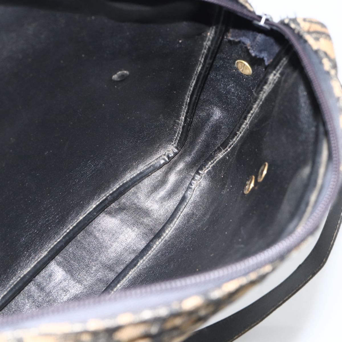 Christian Dior Trotter Canvas Shoulder Bag Navy Gold Auth BAZ455