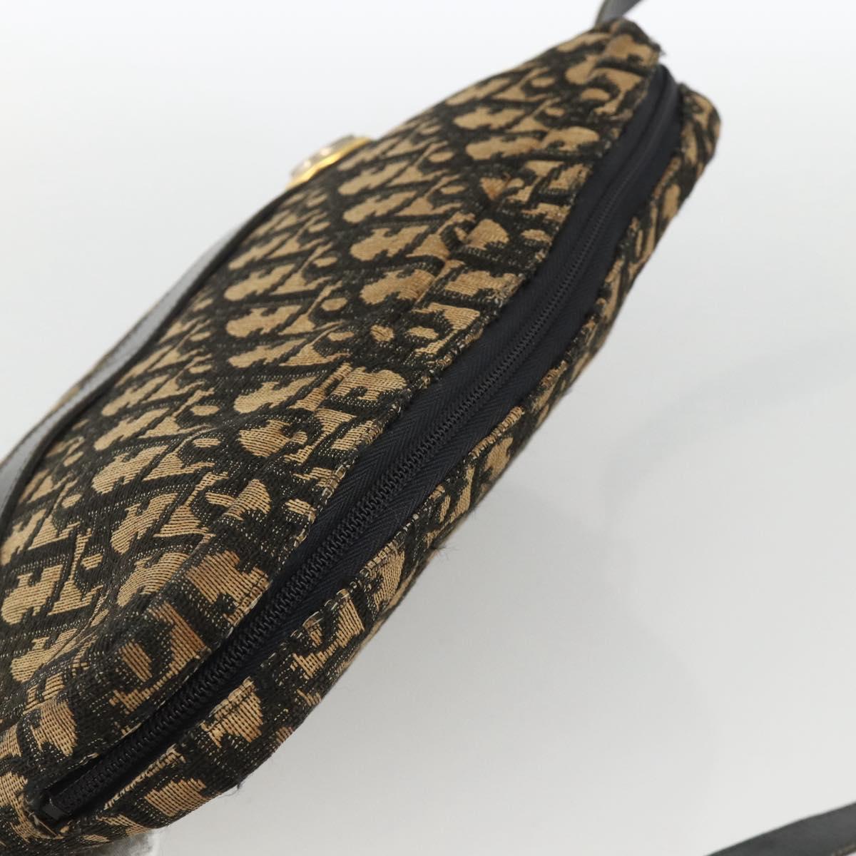 Christian Dior Trotter Canvas Shoulder Bag Navy Gold Auth BAZ455