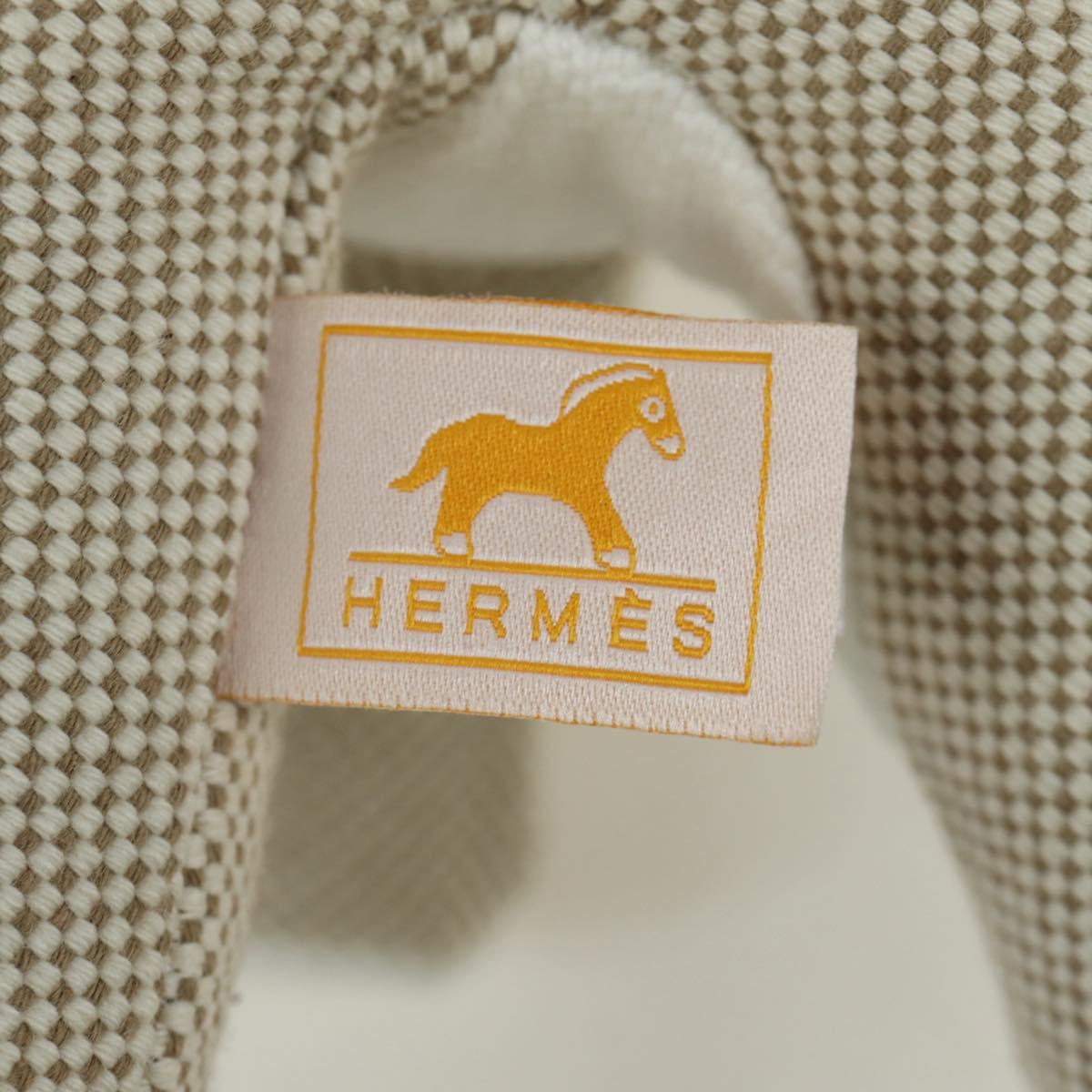 HERMES Epope Dragon Stuffed Canvas Light Beige Ivory Auth BAZ459M