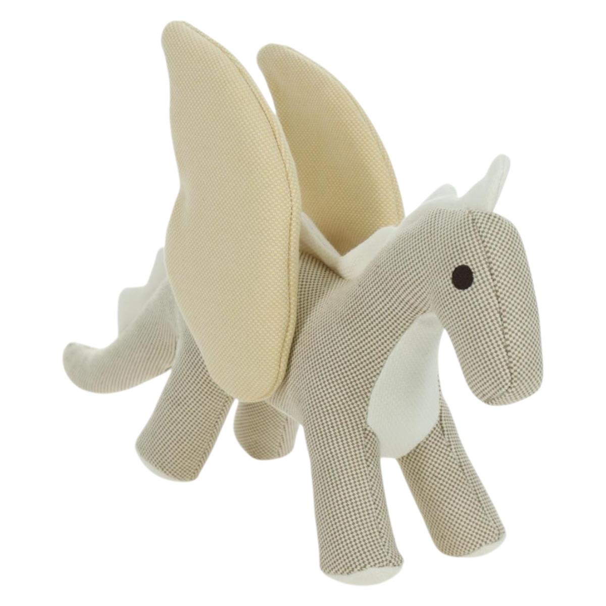HERMES Epope Dragon Stuffed Canvas Light Beige Ivory Auth BAZ459M