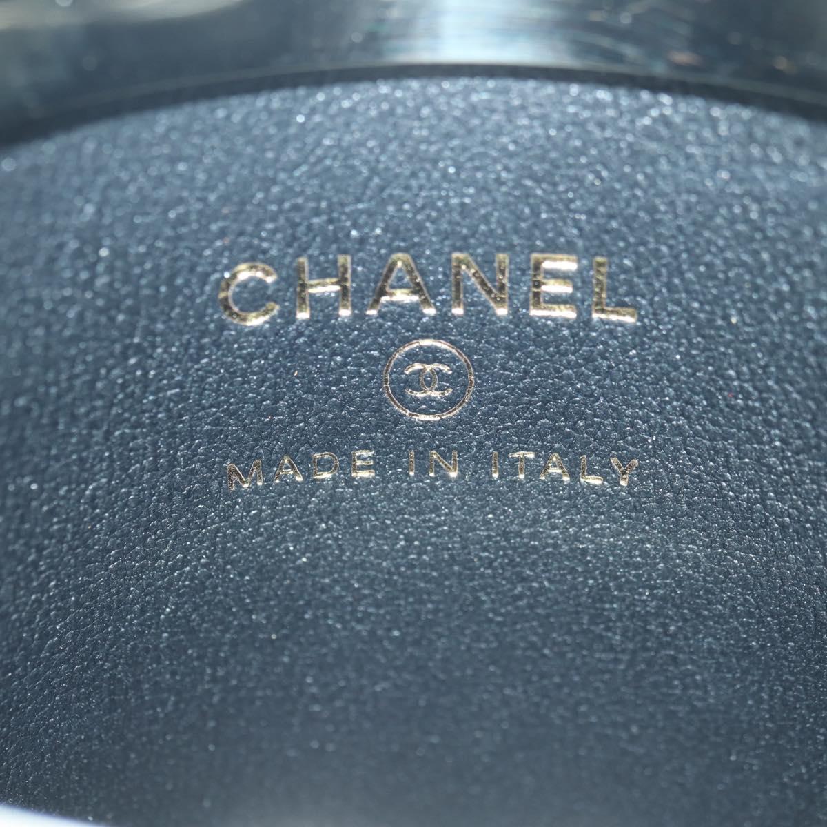 CHANEL Matelasse Vanity Hand Bag Lamb Skin Black Gold CC Auth BAZ464SAM
