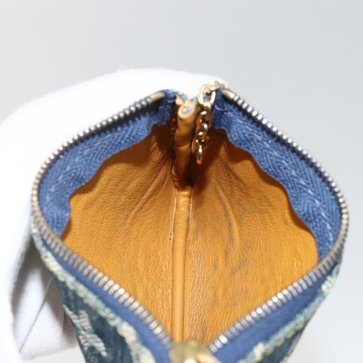 LOUIS VUITTON Monogram Denim Pochette Cles Coin Purse Blue M95343 Auth BAZ468A