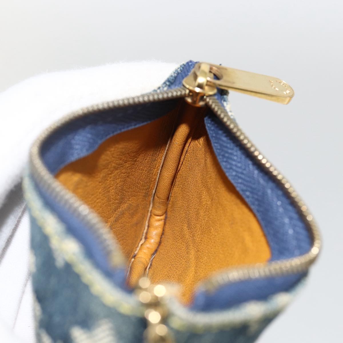 LOUIS VUITTON Monogram Denim Pochette Cles Coin Purse Blue M95343 Auth BAZ468A