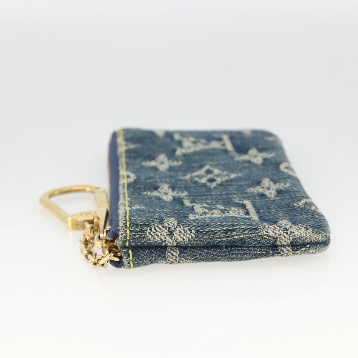 LOUIS VUITTON Monogram Denim Pochette Cles Coin Purse Blue M95343 Auth BAZ468A