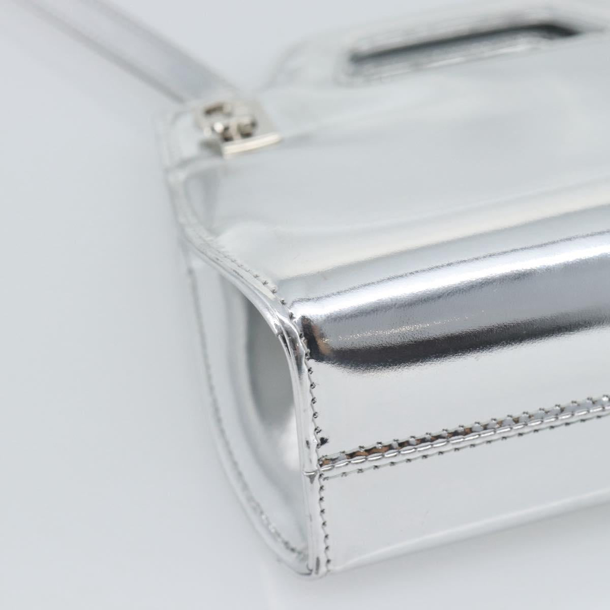 Salvatore Ferragamo Gancini Wanda Bag Patent leather 2way Silver Auth BAZ481