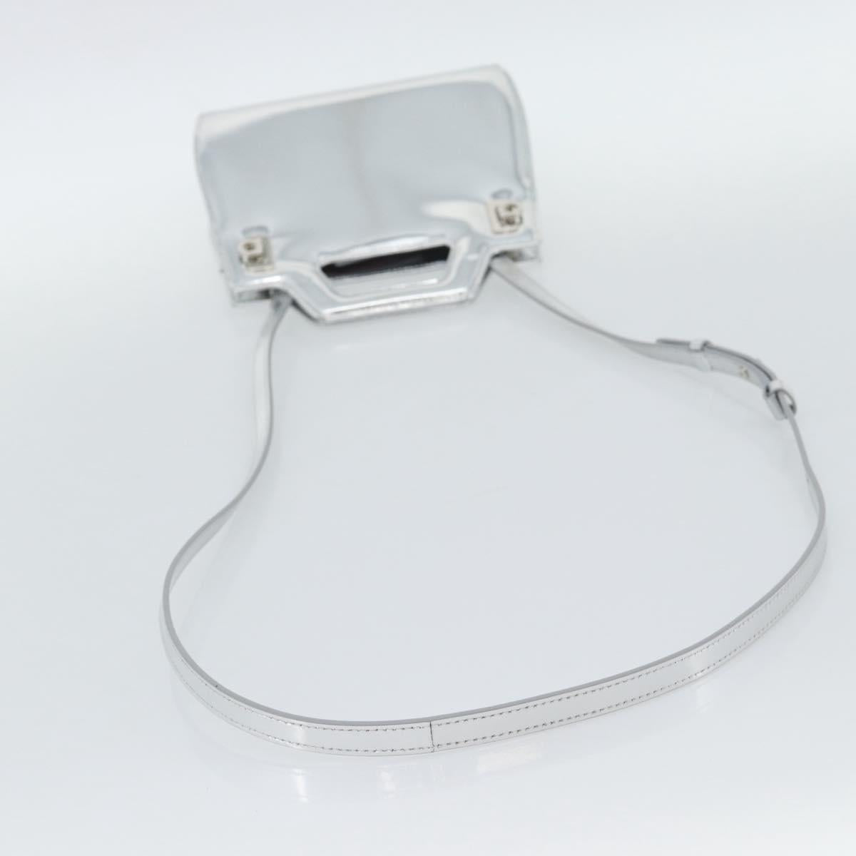 Salvatore Ferragamo Gancini Wanda Bag Patent leather 2way Silver Auth BAZ481