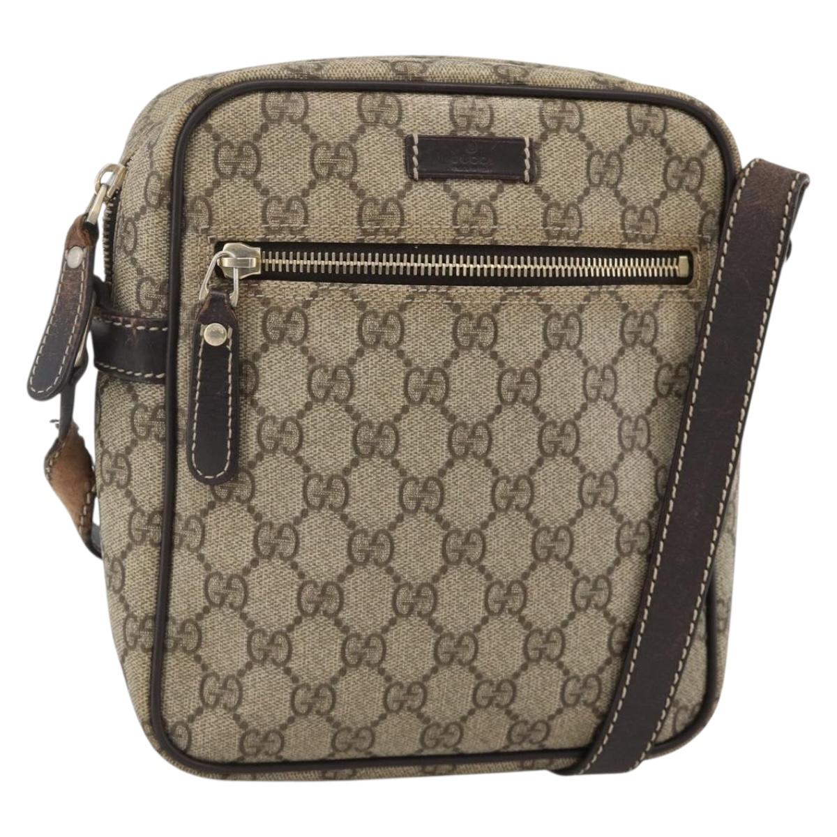 GUCCI GG Supreme Shoulder Bag PVC Beige Gold 233268 Auth BAZ504
