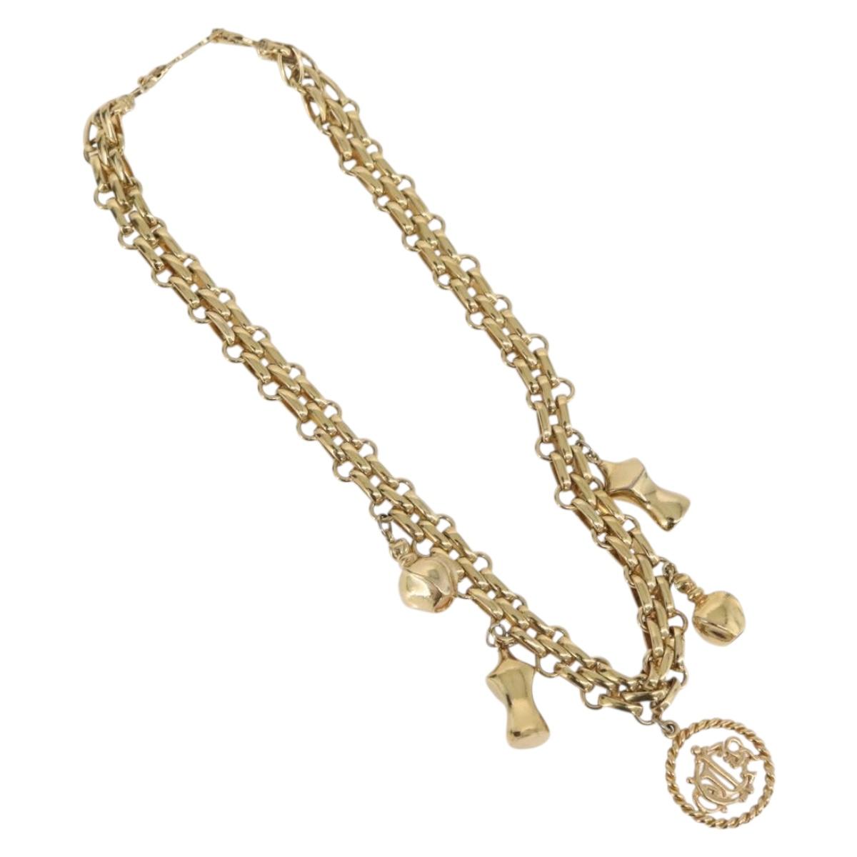 Christian Dior Necklace metal Gold Tone Auth BAZ515V