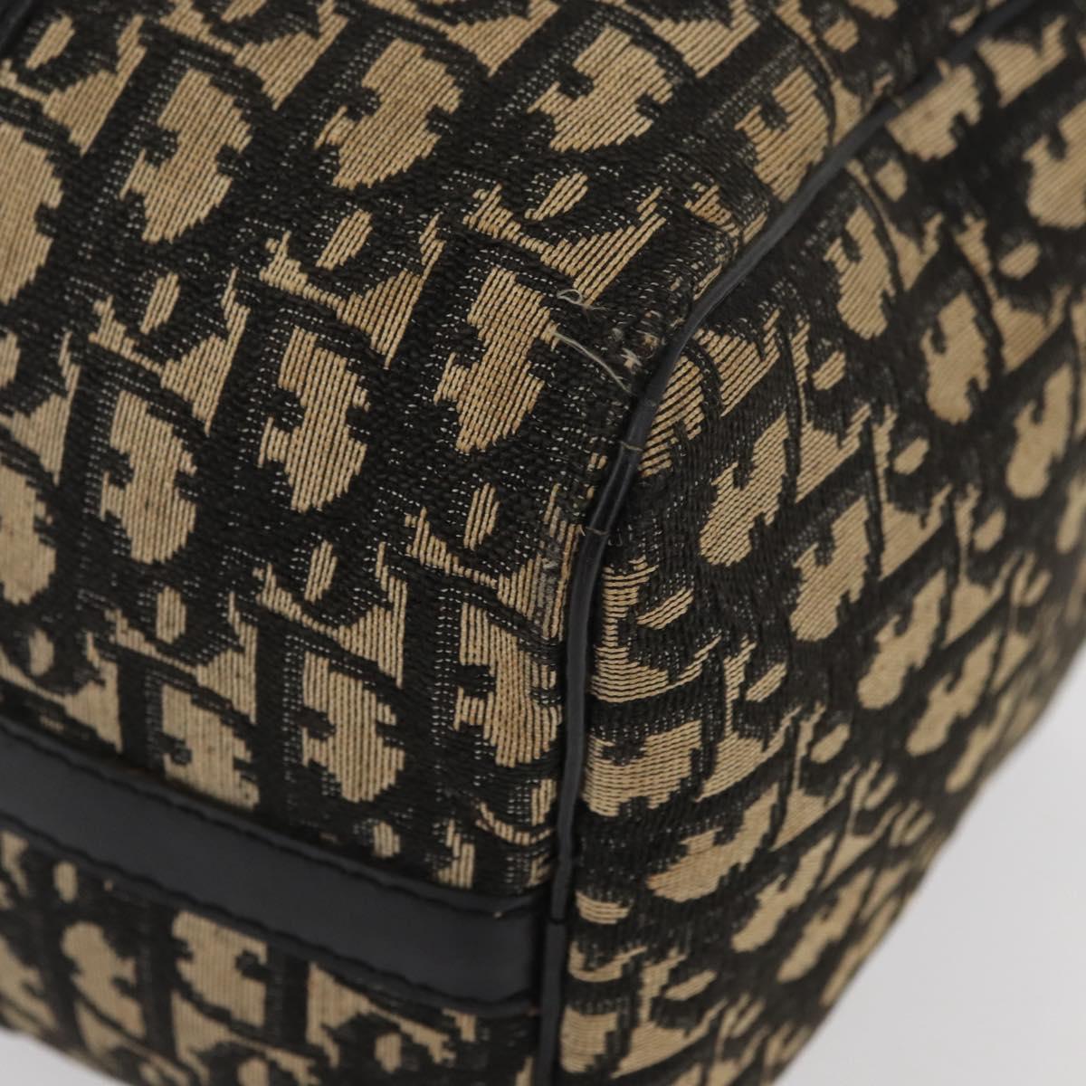 Christian Dior Trotter Canvas Boston Bag Black Silver Auth BAZ516