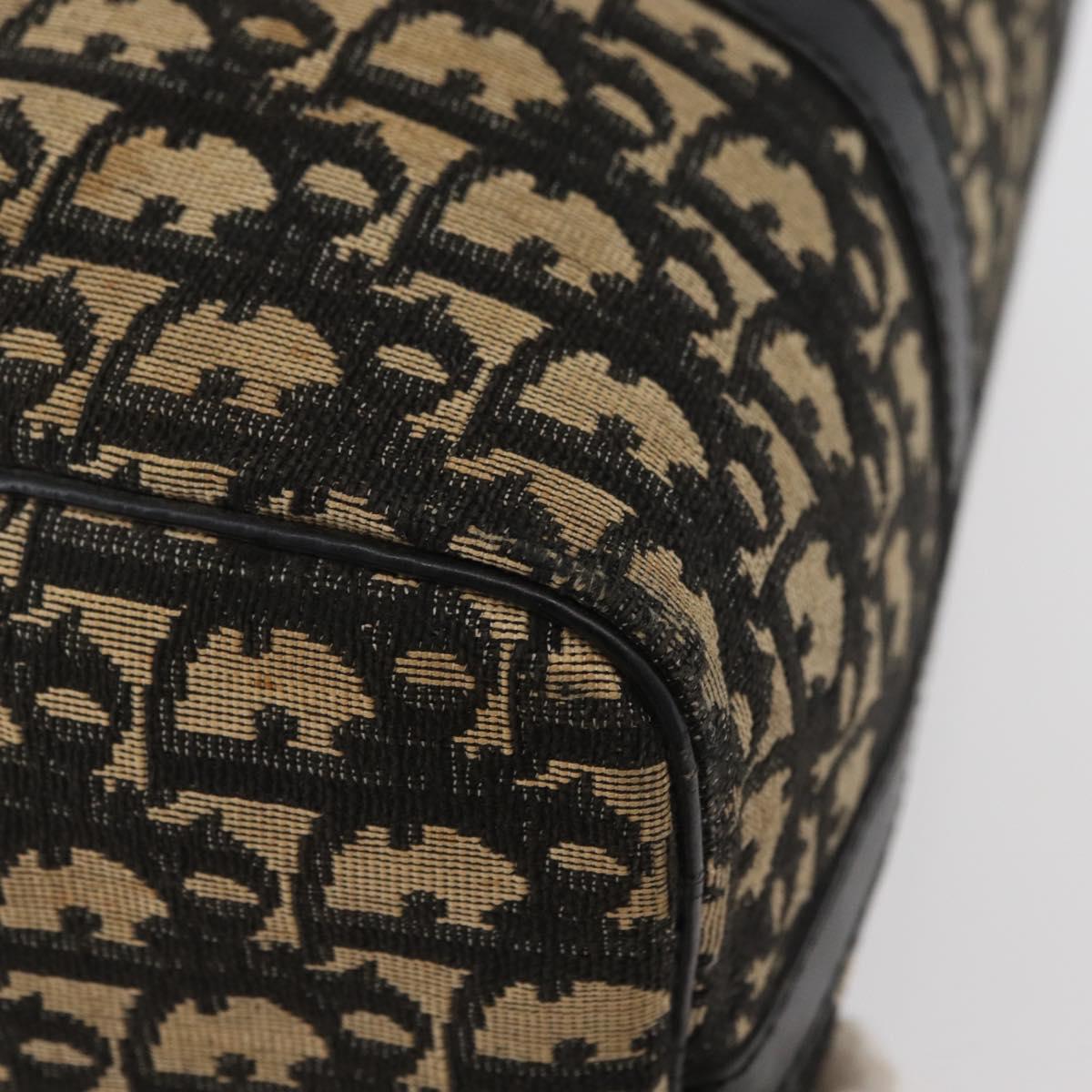 Christian Dior Trotter Canvas Boston Bag Black Silver Auth BAZ516