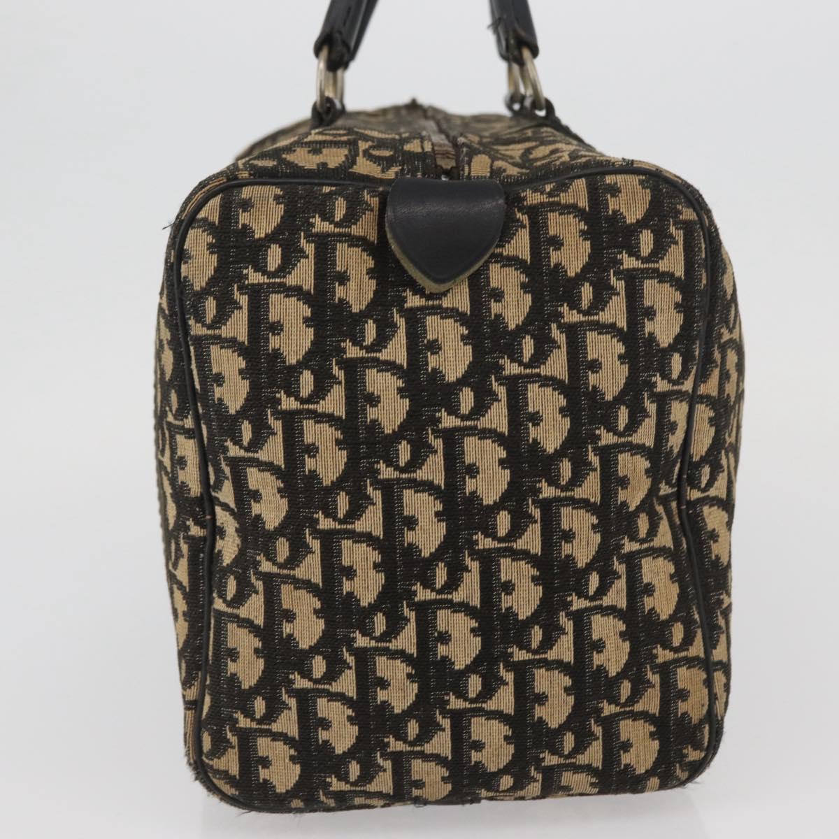 Christian Dior Trotter Canvas Boston Bag Black Silver Auth BAZ516