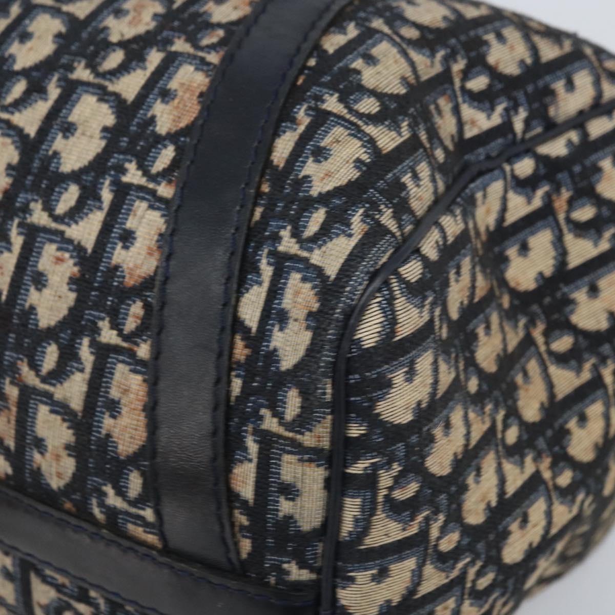 Christian Dior Trotter Canvas Boston Bag Navy Silver Auth BAZ517
