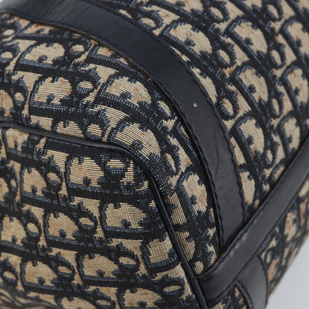 Christian Dior Trotter Canvas Boston Bag Navy Silver Auth BAZ517