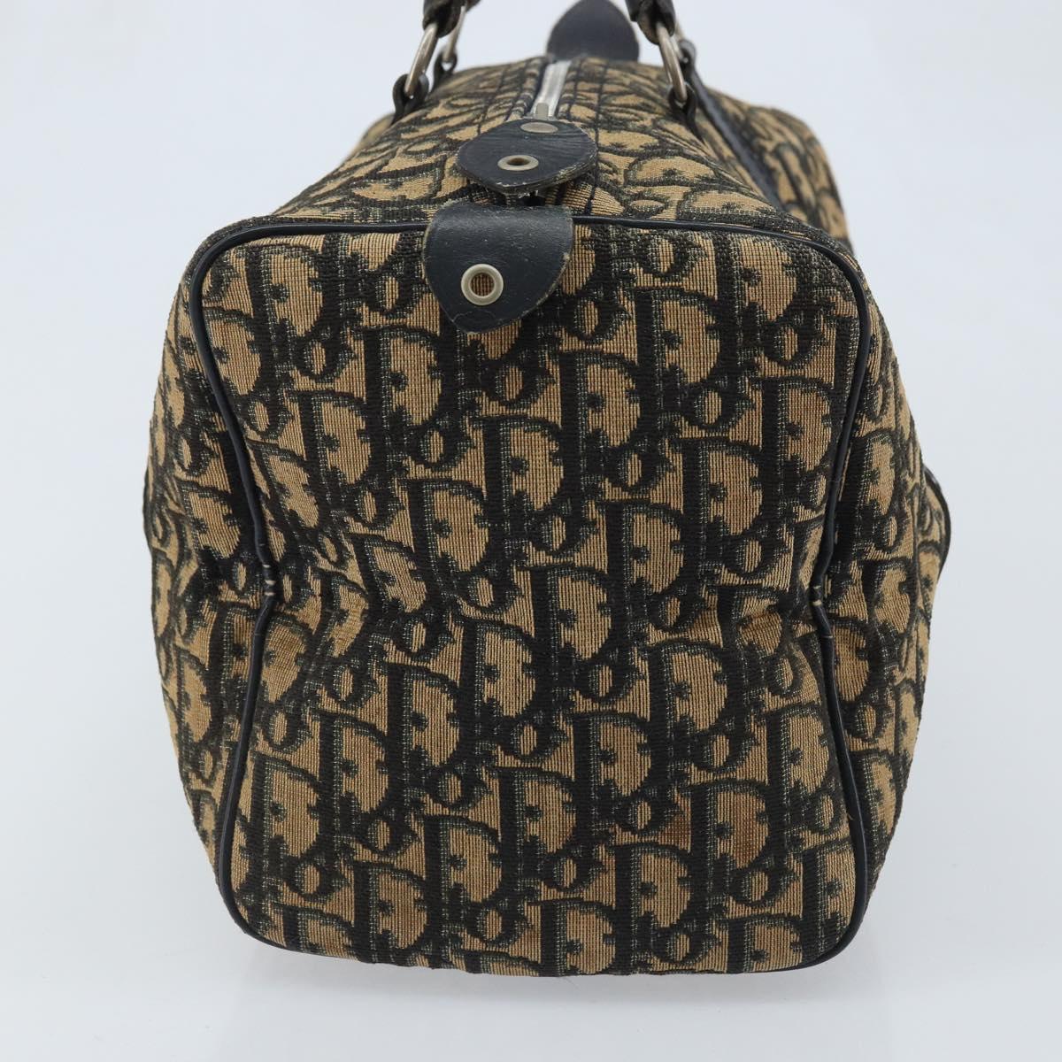 Christian Dior Trotter Canvas Boston Bag Navy Silver Auth BAZ518