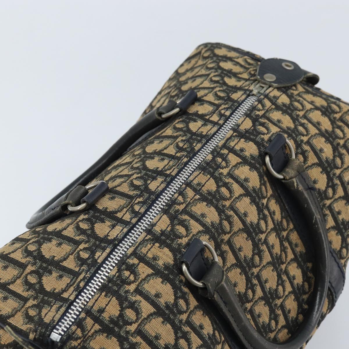 Christian Dior Trotter Canvas Boston Bag Navy Silver Auth BAZ518