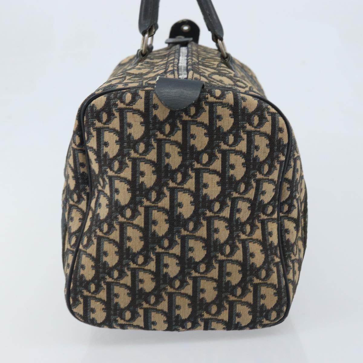 Christian Dior Trotter Canvas Boston Bag Navy Silver Auth BAZ519