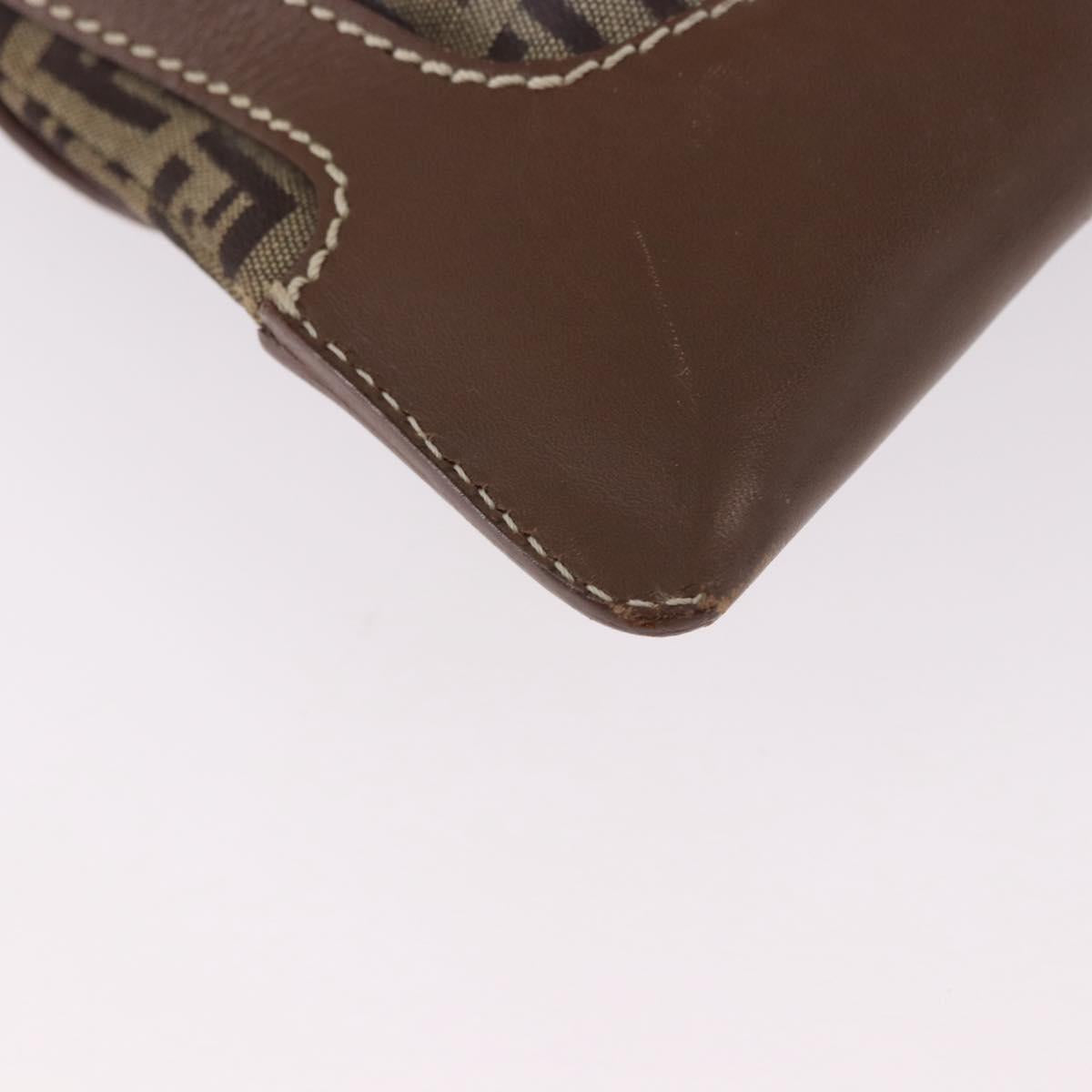 FENDI Zucchino Canvas Shoulder Bag Beige Gold Auth BAZ527