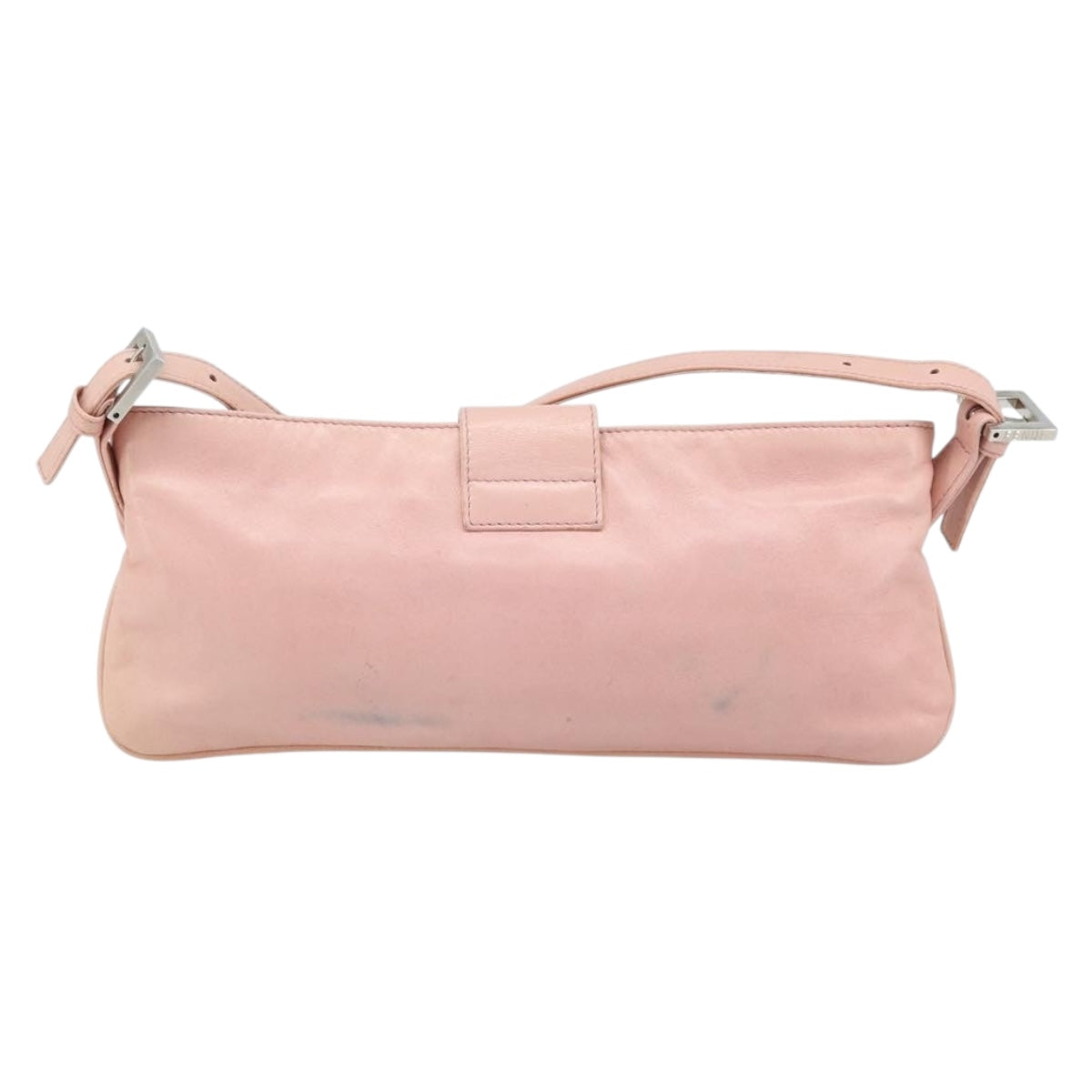 FENDI Mamma Bucket Shoulder Bag Leather Pink Silver Auth BAZ529
