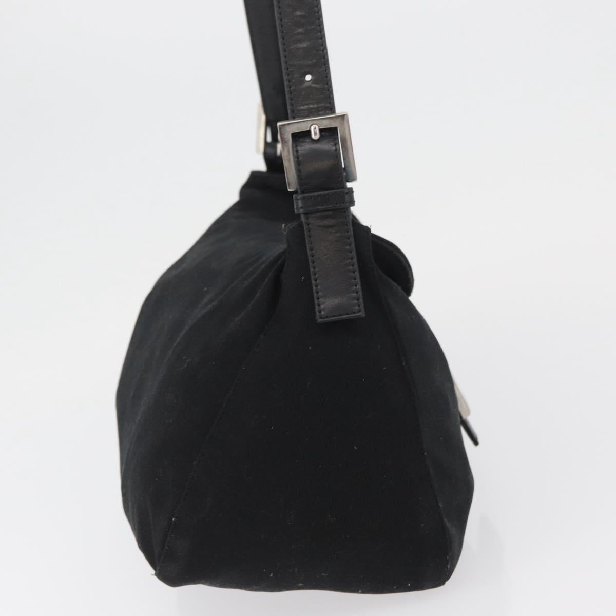 FENDI Mamma Baguette Shoulder Bag Nylon Black Silver Auth BAZ531