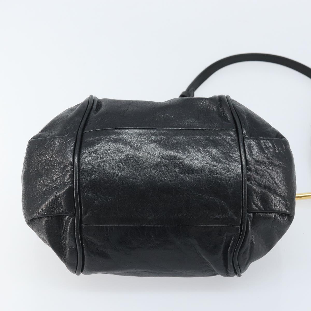 Chloe Etel Hand Bag Leather 2way Black Gold Auth BAZ546