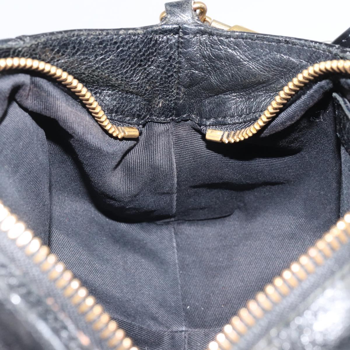 Chloe Etel Hand Bag Leather 2way Black Gold Auth BAZ546