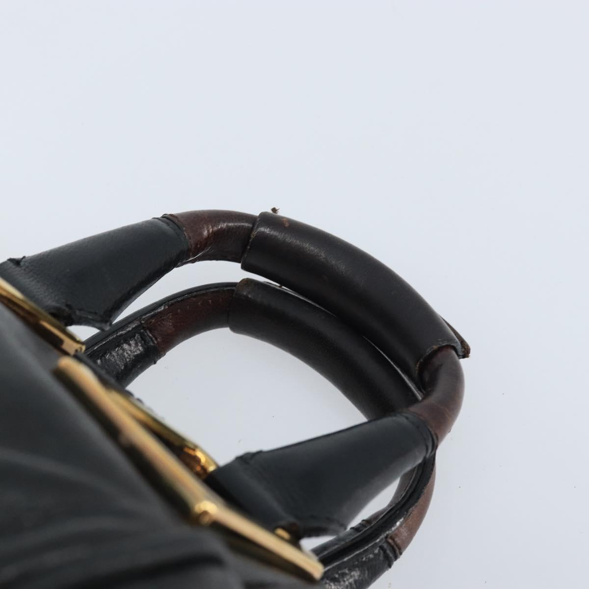 Chloe Etel Hand Bag Leather 2way Black Gold Auth BAZ546