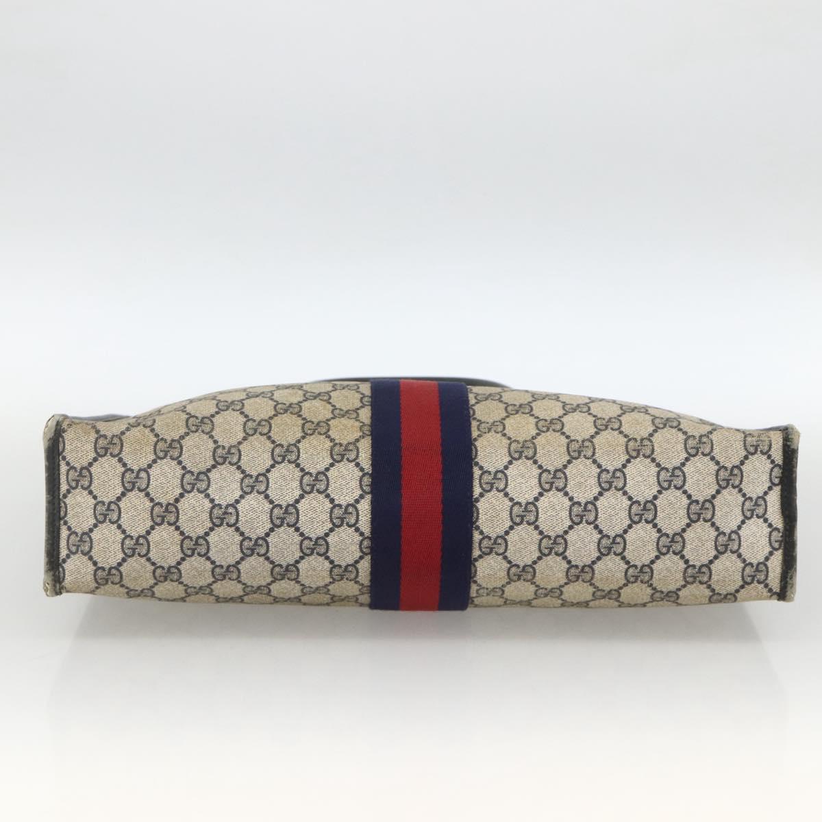 GUCCI GG Supreme Sherry Line Hand Bag PVC Navy Gold 010 378 Auth BAZ548