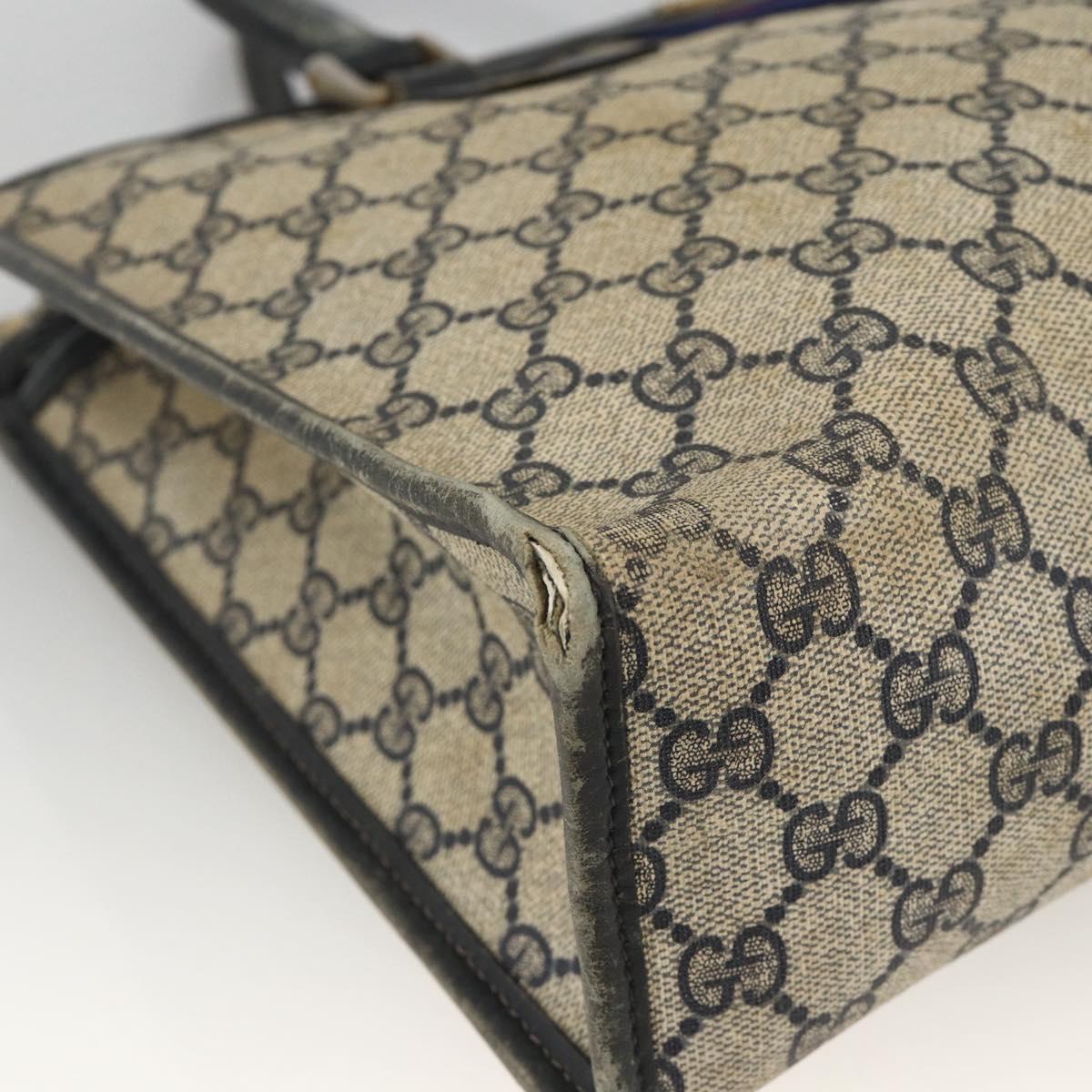 GUCCI GG Supreme Sherry Line Hand Bag PVC Navy Gold 010 378 Auth BAZ548