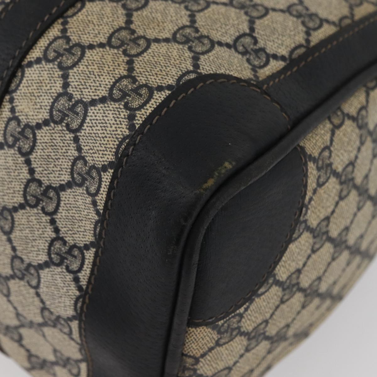 GUCCI GG Supreme Boston Bag PVC Navy Gold Auth BAZ551