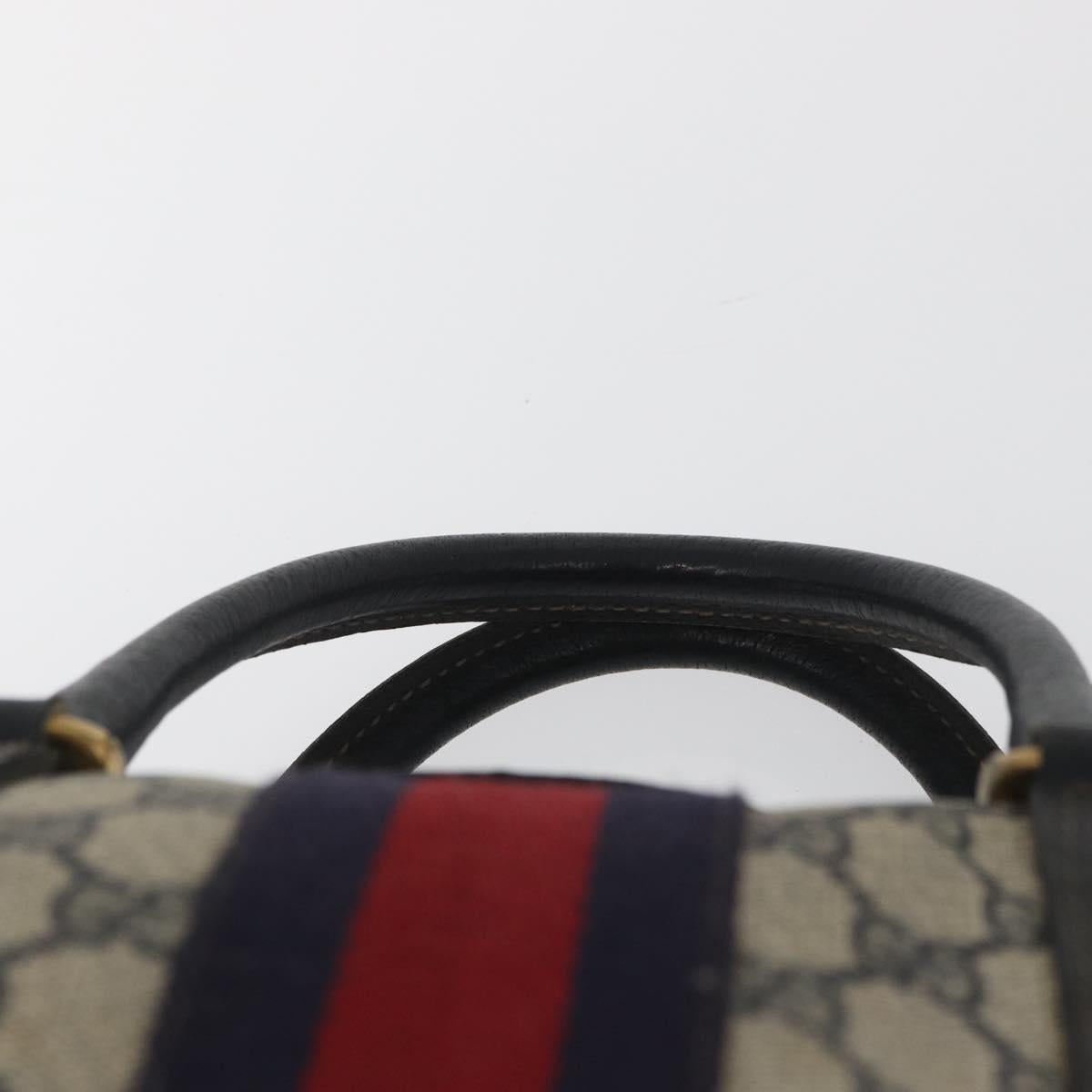 GUCCI GG Supreme Boston Bag PVC Navy Gold Auth BAZ551