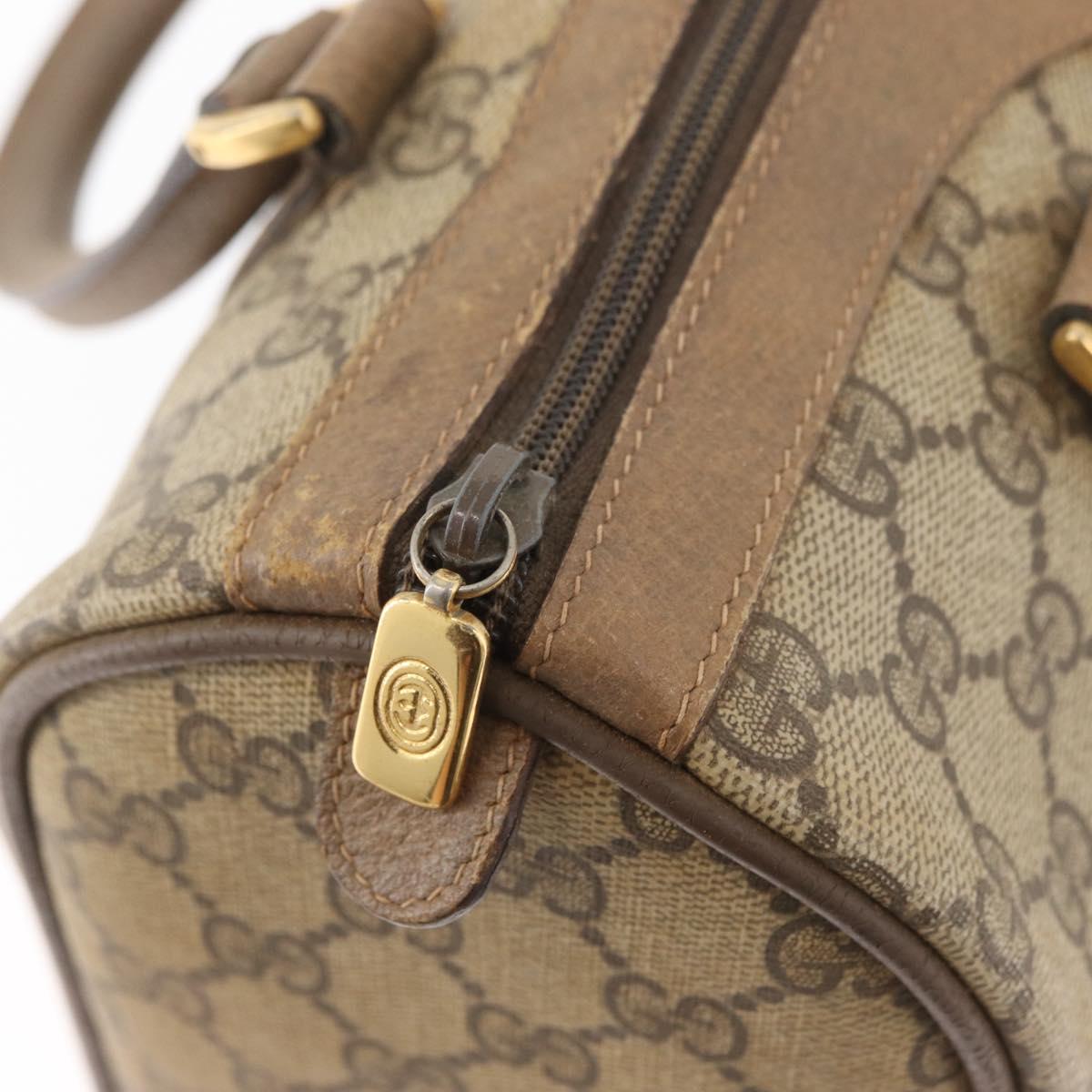 GUCCI GG Supreme Web Sherry Line Boston Bag PVC Beige Gold 40 02 006 Auth BAZ553