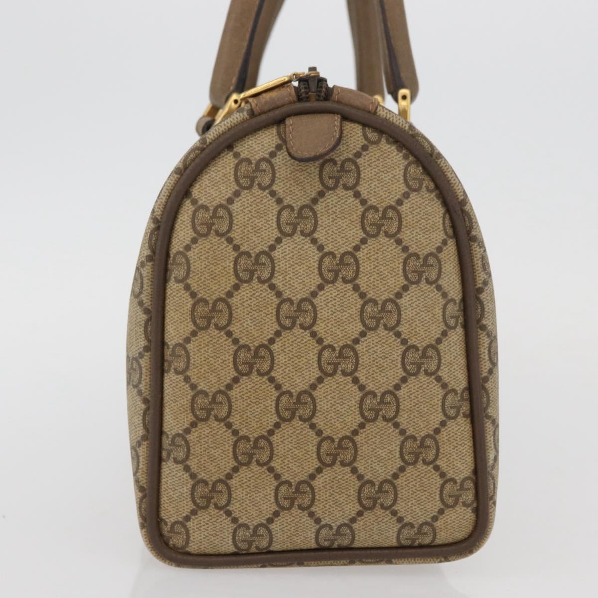 GUCCI GG Supreme Web Sherry Line Boston Bag PVC Beige Gold 40 02 006 Auth BAZ553