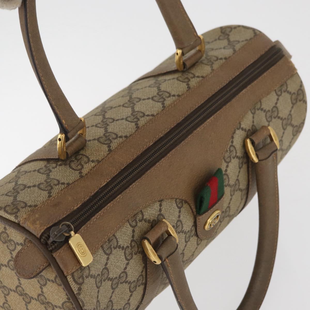 GUCCI GG Supreme Web Sherry Line Boston Bag PVC Beige Gold 40 02 006 Auth BAZ553