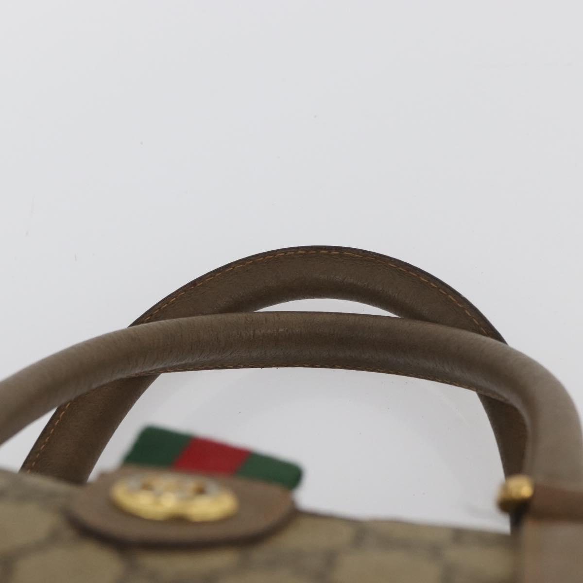 GUCCI GG Supreme Web Sherry Line Boston Bag PVC Beige Gold 40 02 006 Auth BAZ553