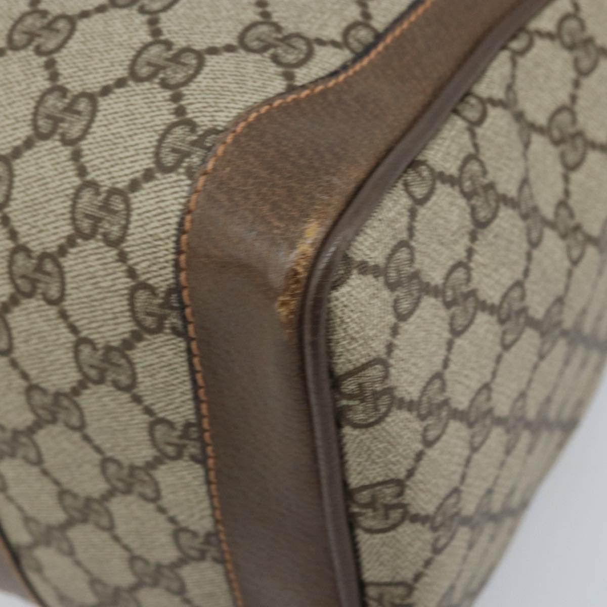 GUCCI GG Supreme Web Sherry Line Boston Bag PVC Beige 02 98 8 0468 Auth BAZ555