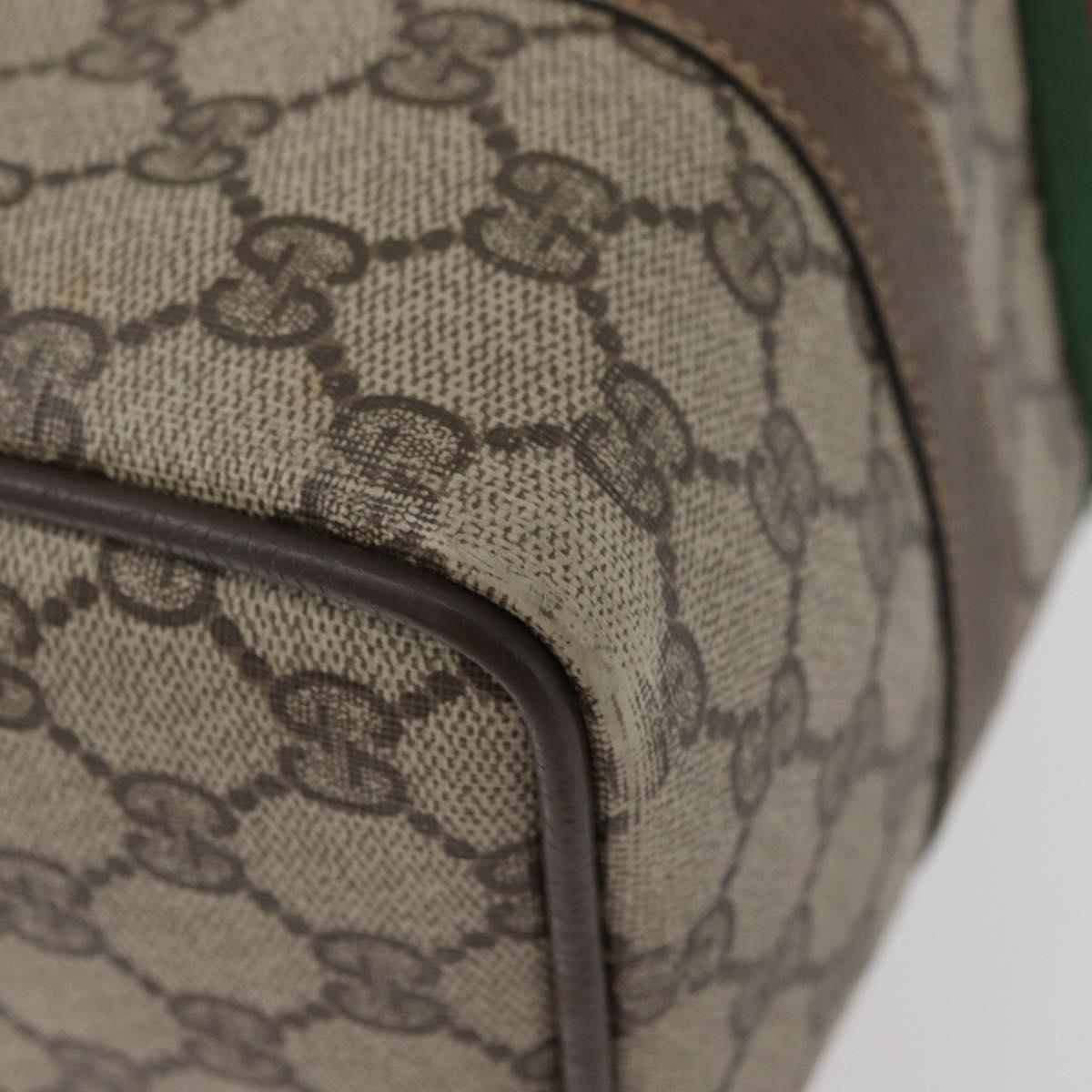 GUCCI GG Supreme Web Sherry Line Boston Bag PVC Beige Gold 40 02 006 Auth BAZ556