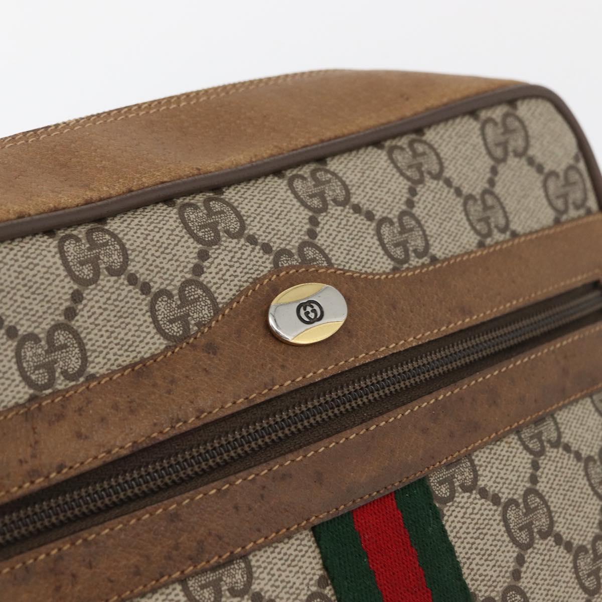 GUCCI GG Supreme Web Sherry Line Shoulder Bag PVC Beige 98 02 004 Auth BAZ558