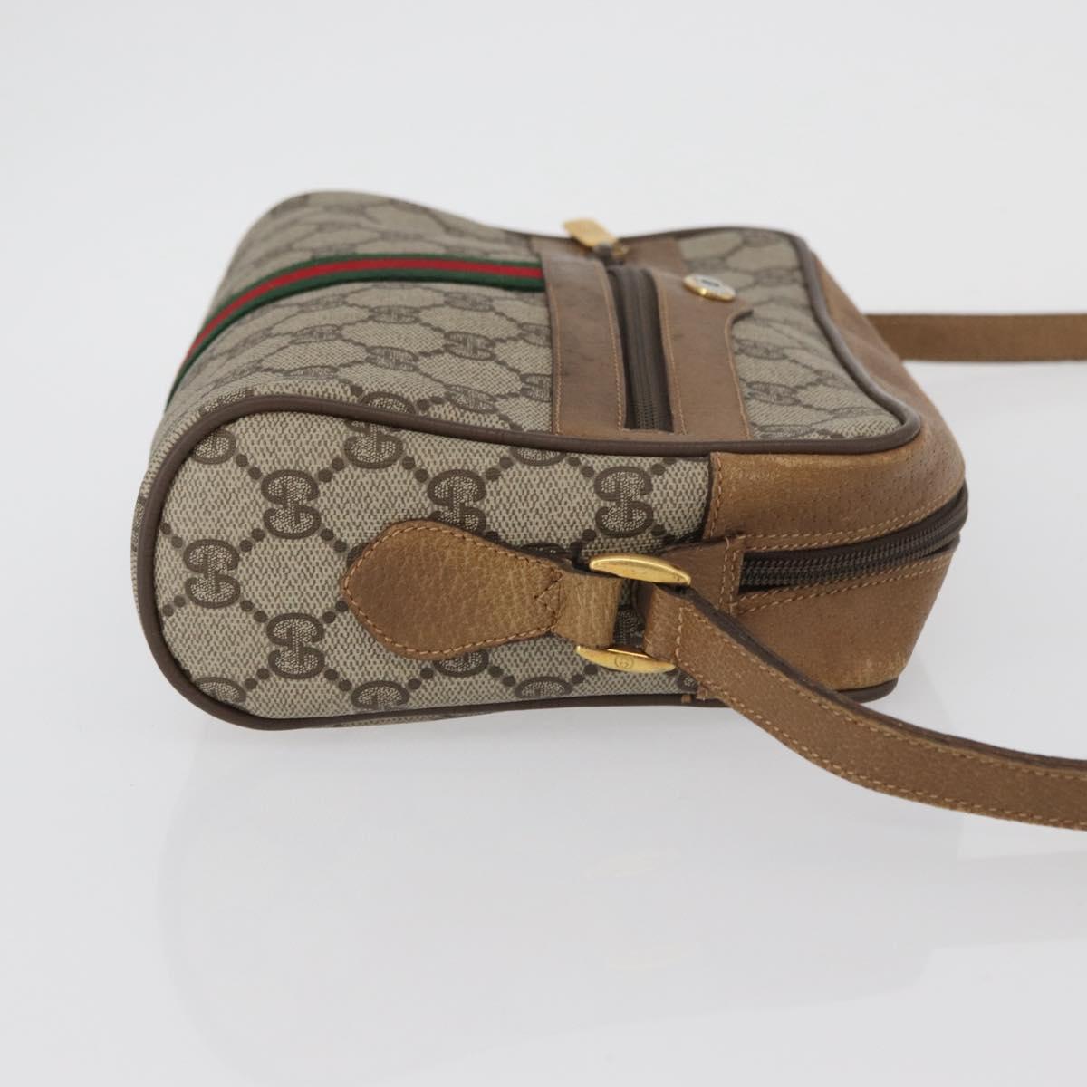 GUCCI GG Supreme Web Sherry Line Shoulder Bag PVC Beige 98 02 004 Auth BAZ558