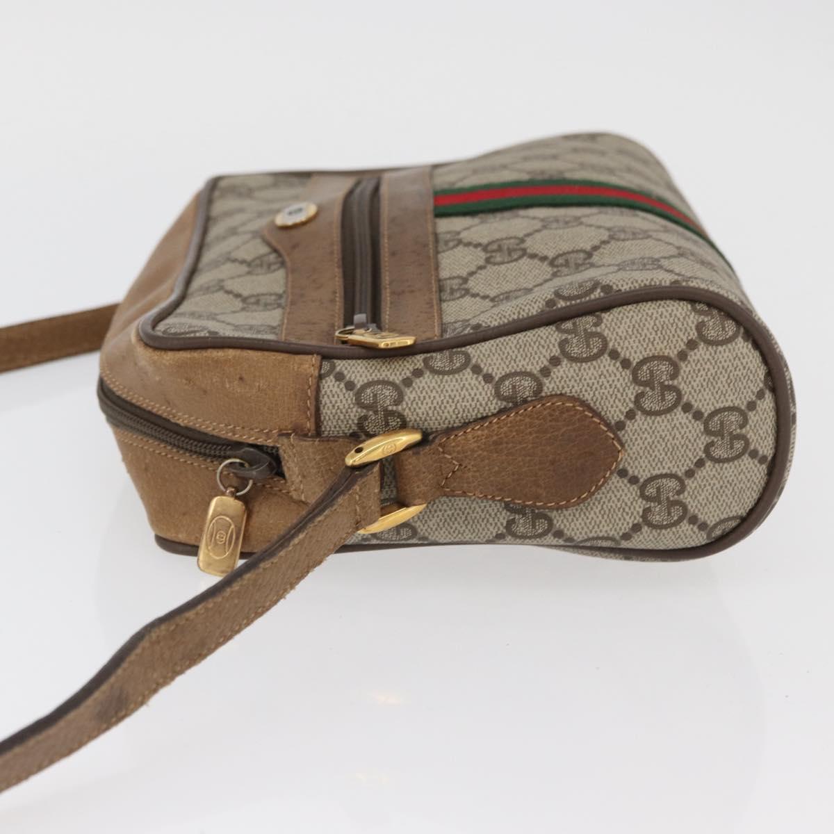 GUCCI GG Supreme Web Sherry Line Shoulder Bag PVC Beige 98 02 004 Auth BAZ558