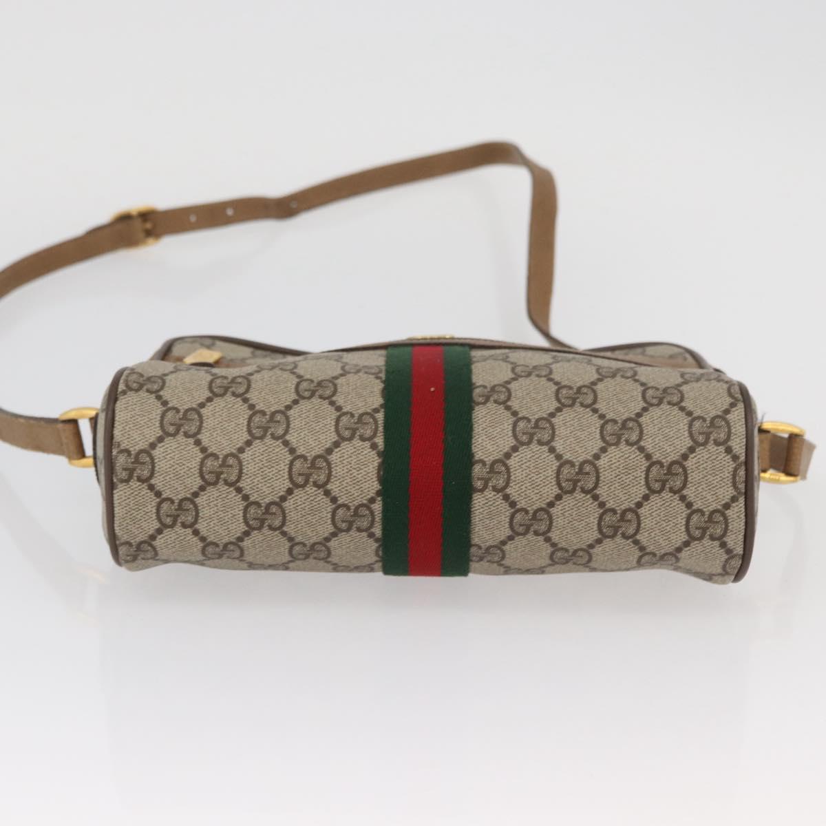 GUCCI GG Supreme Web Sherry Line Shoulder Bag PVC Beige 98 02 004 Auth BAZ558