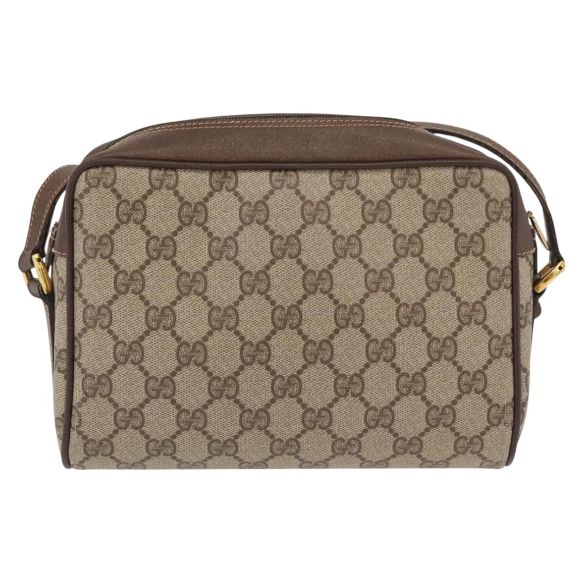 GUCCI GG Supreme Web Sherry Line Shoulder Bag PVC Beige 56 02 087 Auth BAZ559