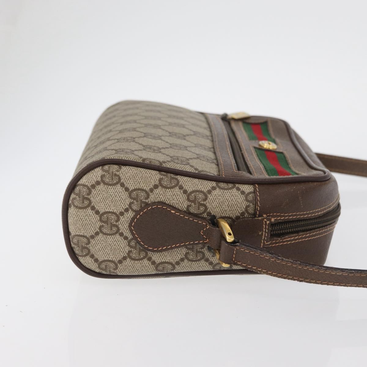 GUCCI GG Supreme Web Sherry Line Shoulder Bag PVC Beige 56 02 087 Auth BAZ559