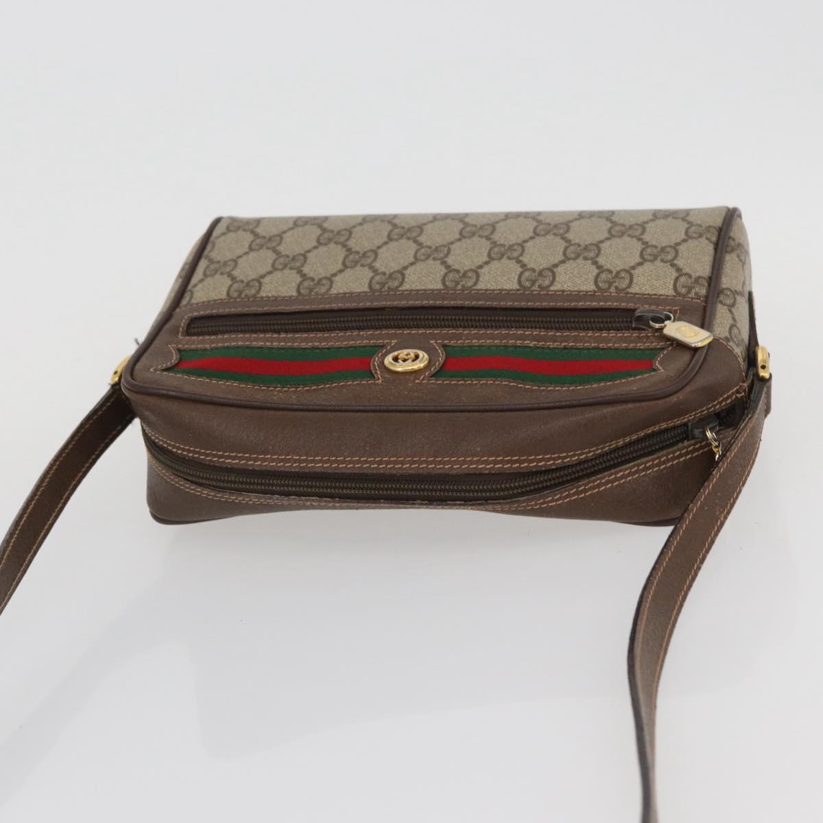 GUCCI GG Supreme Web Sherry Line Shoulder Bag PVC Beige 56 02 087 Auth BAZ559