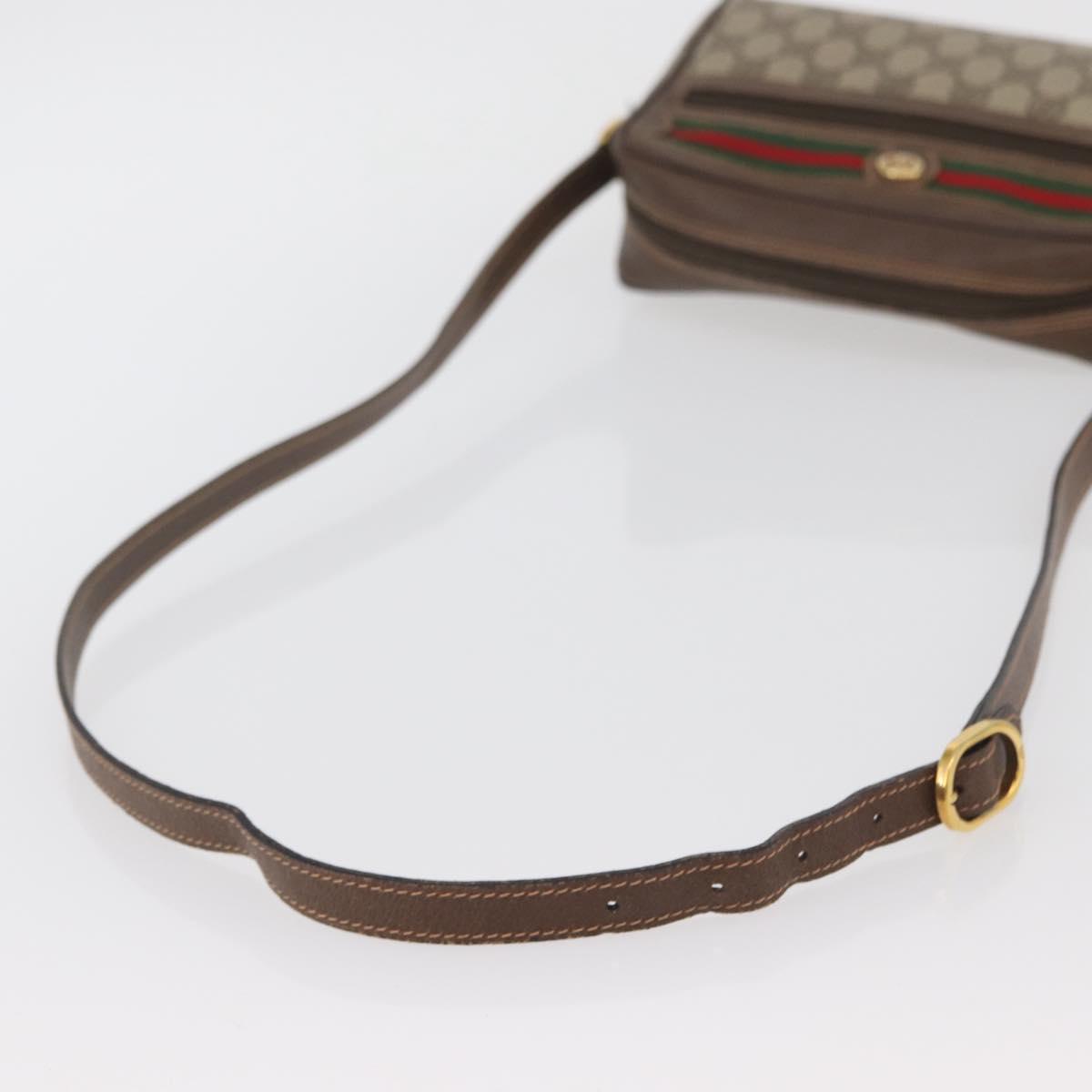 GUCCI GG Supreme Web Sherry Line Shoulder Bag PVC Beige 56 02 087 Auth BAZ559