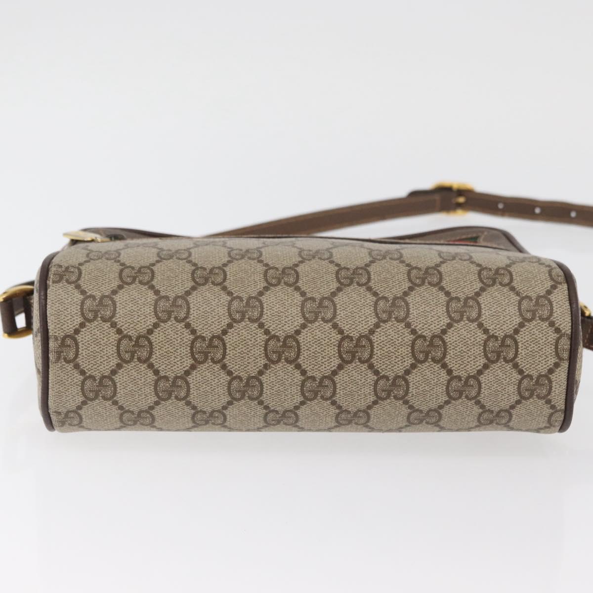 GUCCI GG Supreme Web Sherry Line Shoulder Bag PVC Beige 56 02 087 Auth BAZ559