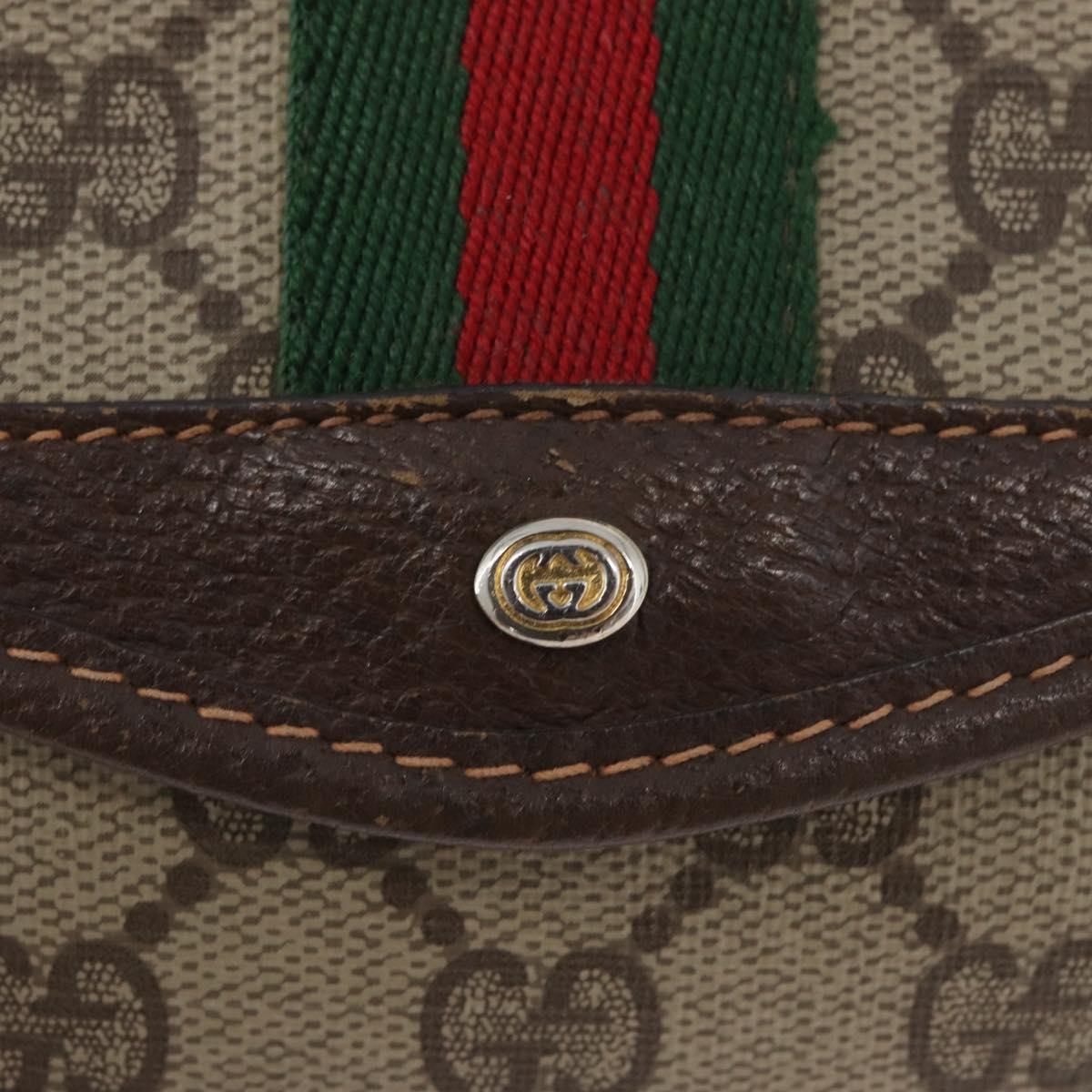 GUCCI GG Supreme Web Sherry Line Pouch PVC Beige Red 014 89 5205 Auth BAZ563
