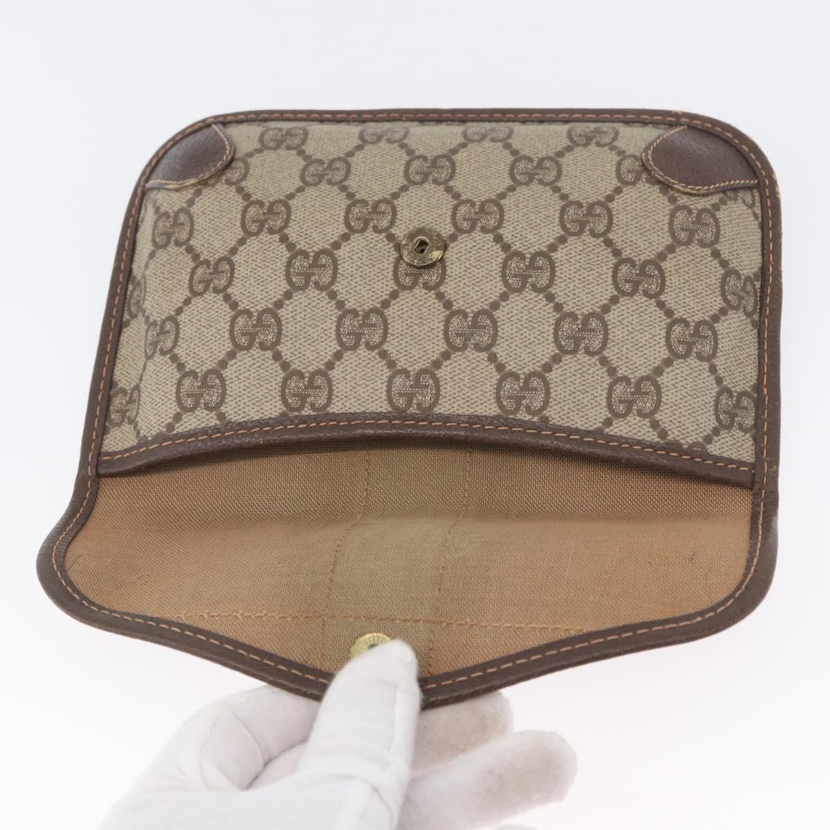 GUCCI GG Supreme Web Sherry Line Pouch PVC Beige Red 014 89 5205 Auth BAZ563